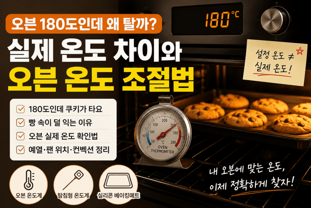 오븐 온도 조절법과 실제 오븐 온도 차이를 설명하는 썸네일