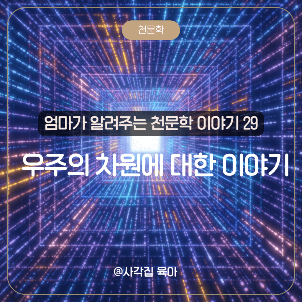 우주의 차원

1차원 2차원 3차원

4차원 세계

고차원 우주

차원 이해하기