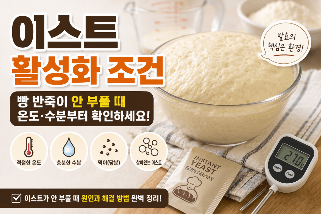 이스트 활성화 조건과 빵 반죽이 안 부푸는 원인
