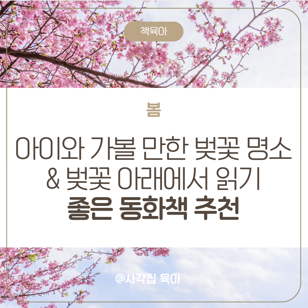 아이와 가볼 만한 벚꽃 명소

벚꽃 아래에서 읽기 좋은 동화책

봄방학 가족 여행지 추천

벚꽃 나들이 준비물 & 여행 팁

부모와 아이가 함께 읽는 감성 그림책