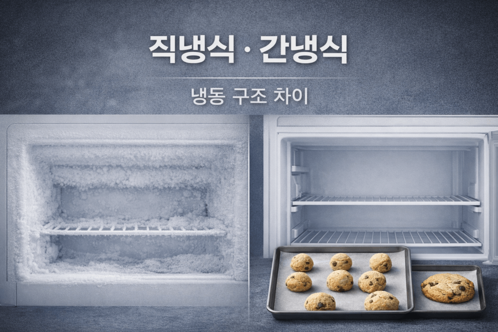 직냉식 간냉식 차이 비교 냉동 구조 이미지