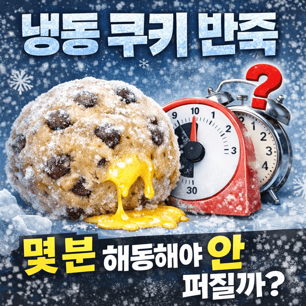 냉동 쿠키 반죽은 겉과 속의 온도가 다릅니다.
해동 시간보다 중요한 것은 반죽 중심 온도입니다.