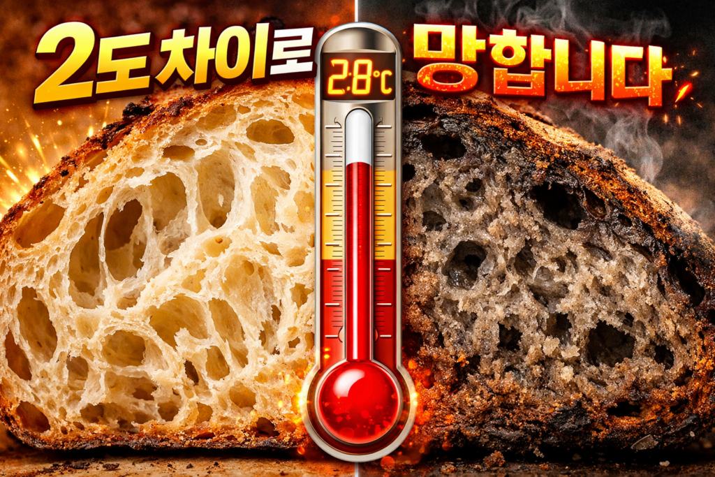 사워도우 발효 온도 차이로 인한 조직 붕괴 사례