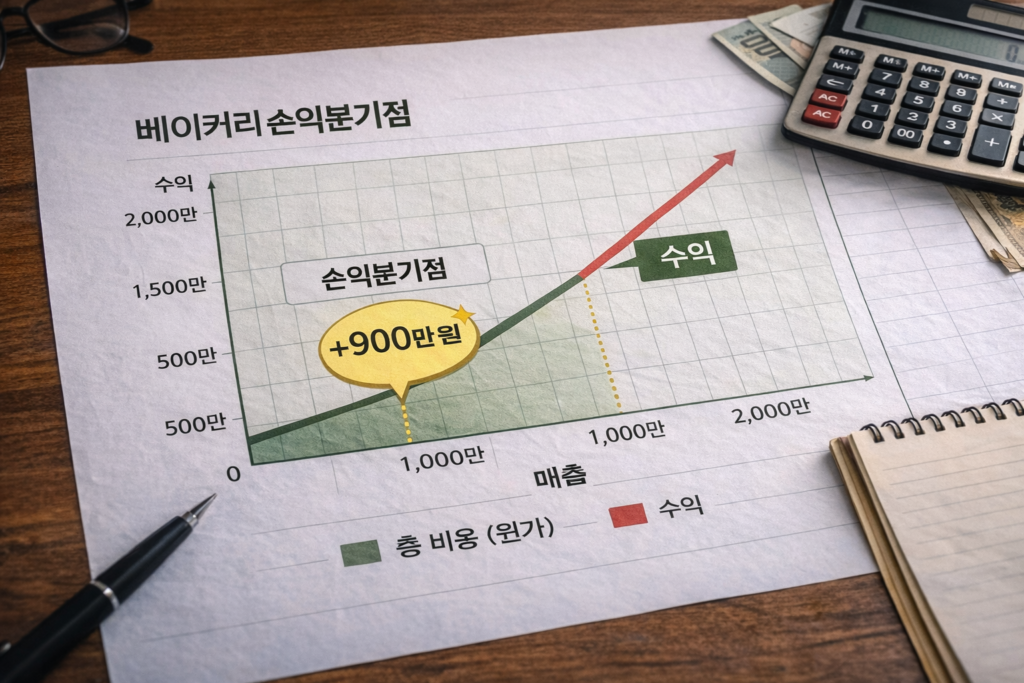 손익분기점 그래프 느낌