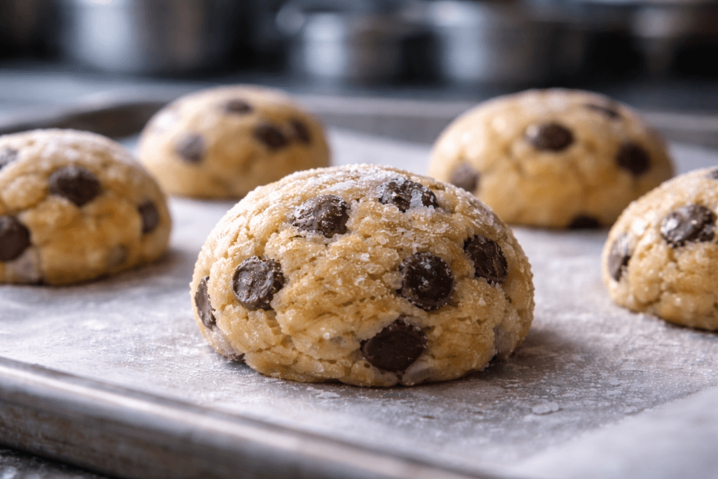 냉동 반죽 해동 방법 중 실온 해동 과정에서 표면에 땀이 맺힌 상태