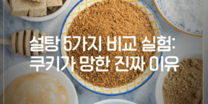 쿠키 실험에 사용한 백설탕 황설탕 흑설탕 사탕수수 원당과 대체당 비교
