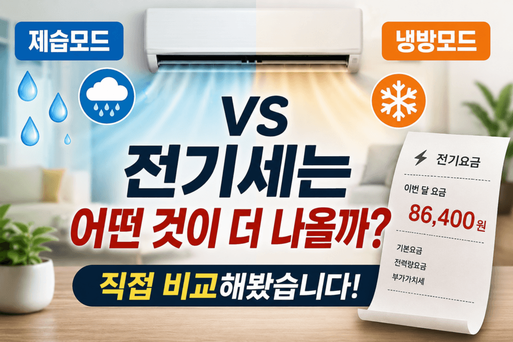 에어컨 제습모드와 냉방모드의 전기세 차이를 비교한 썸네일 이미지