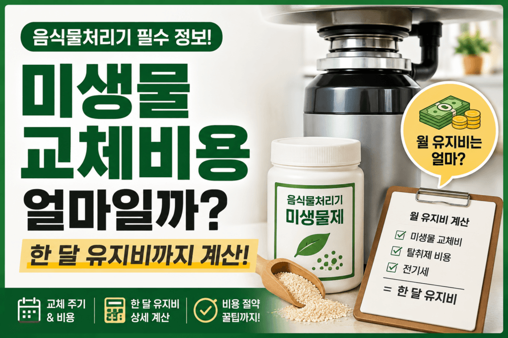 음식물처리기 미생물 교체비용과 한 달 유지비